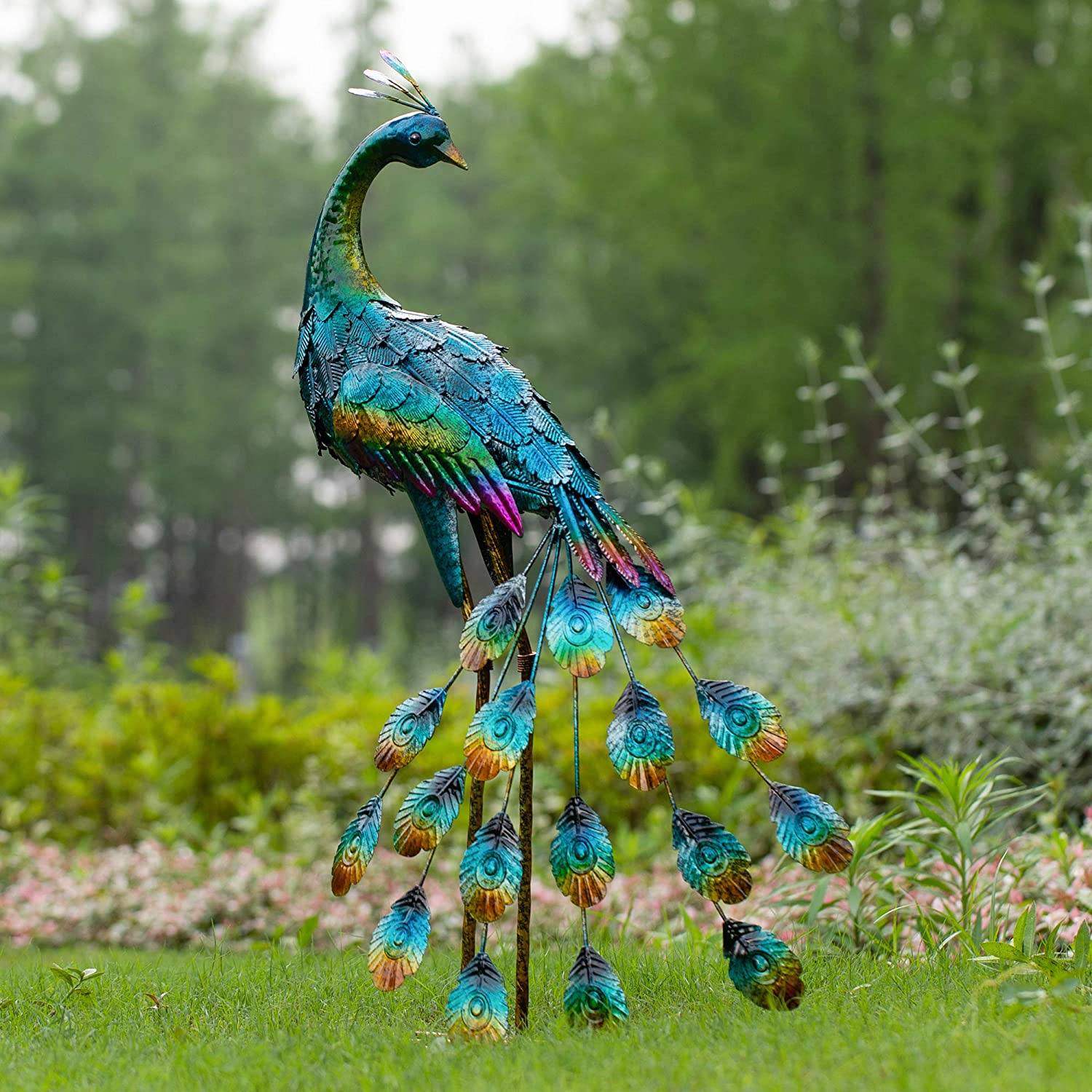 Kircust Metal Peacock Garden Statue