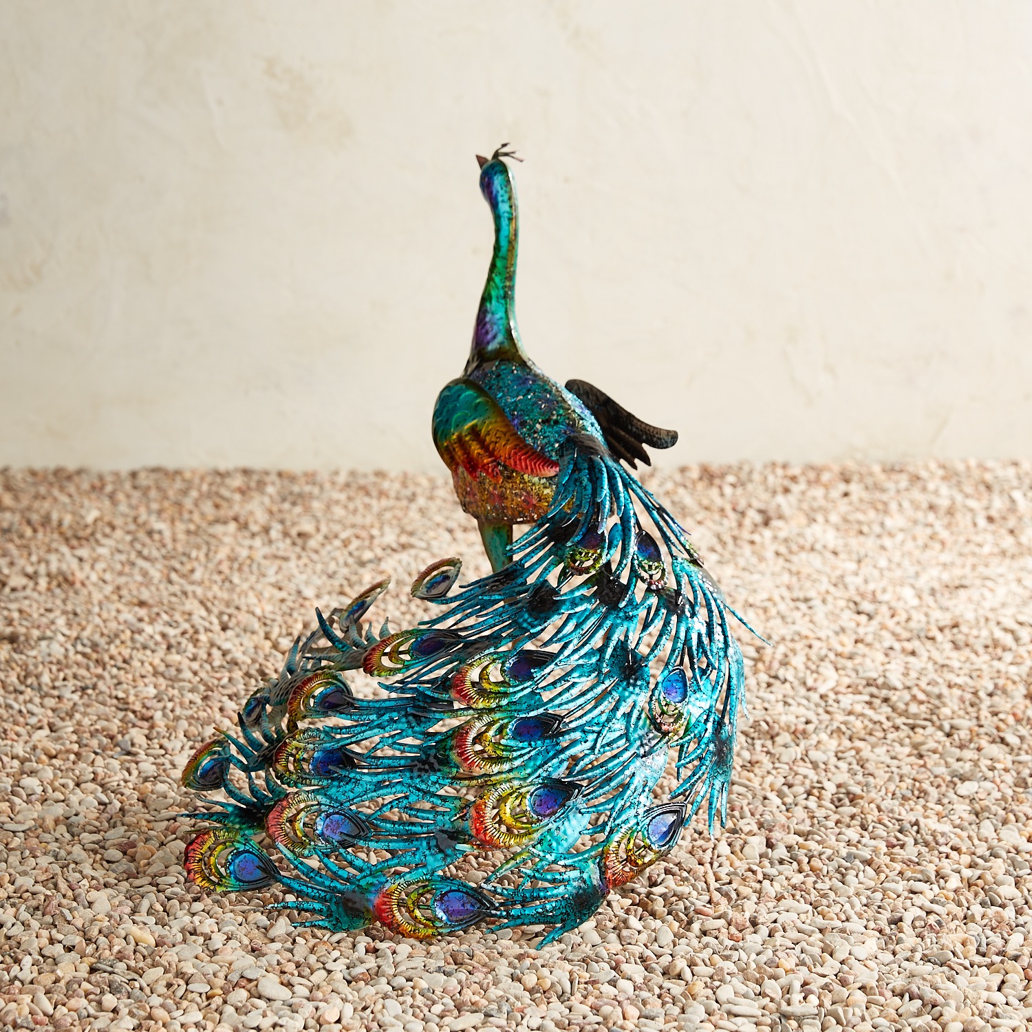 Solar Bird Bath Peacock Garden Decor Sculpture Yard Lawn Pond Patio Art