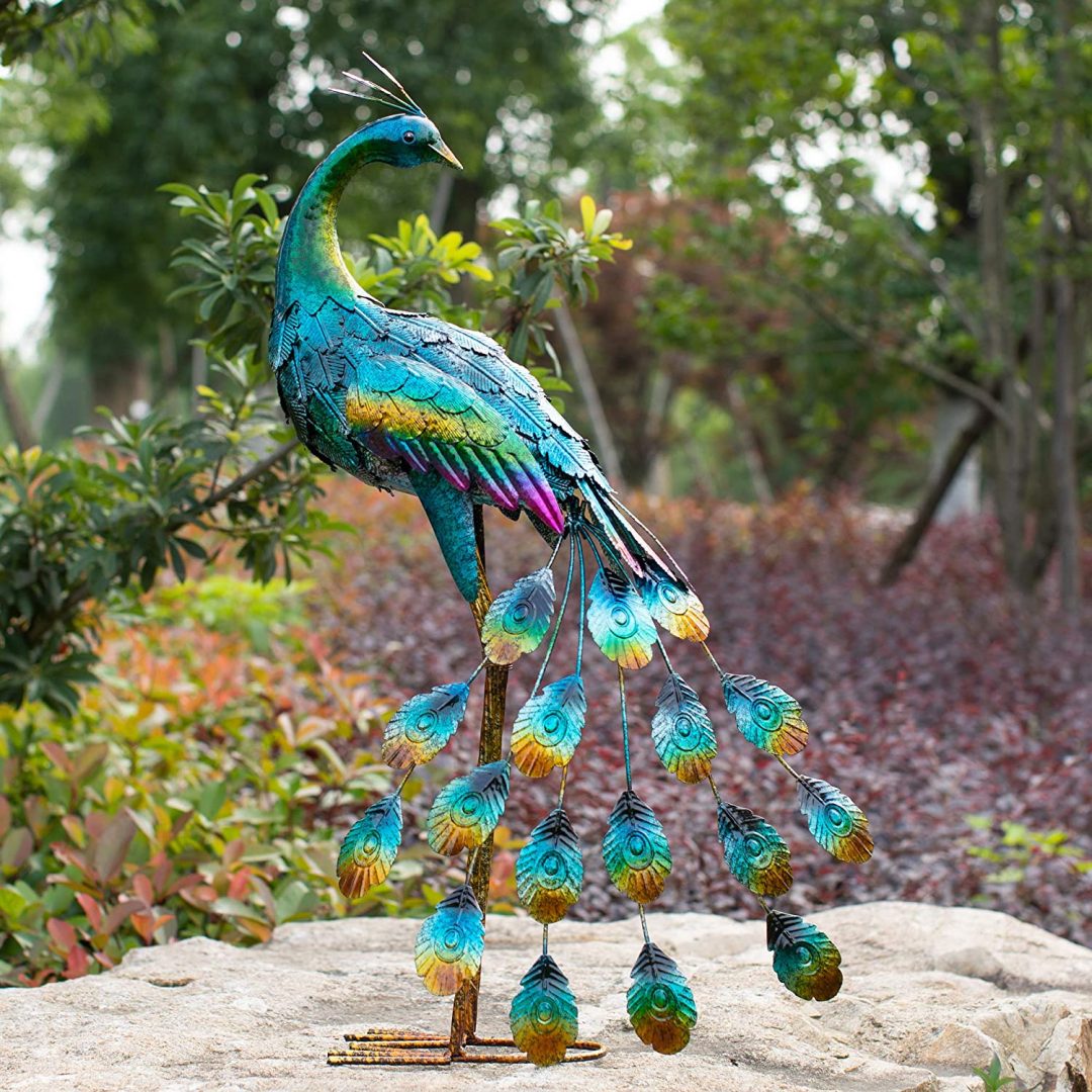 Inch Metal Peacock Garden Sculptures