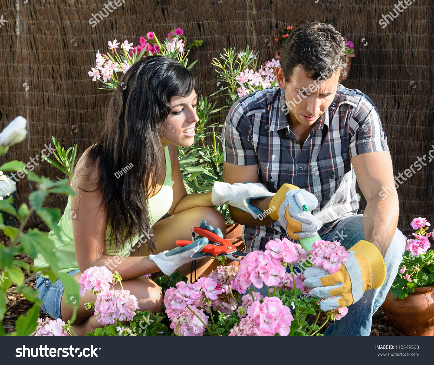 Couple Gardening Stock Photo