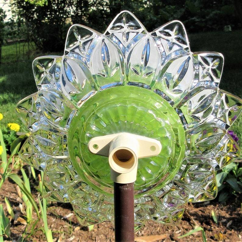 Glass Garden Art Flowergarden Gifts Yard Art Blue Red
