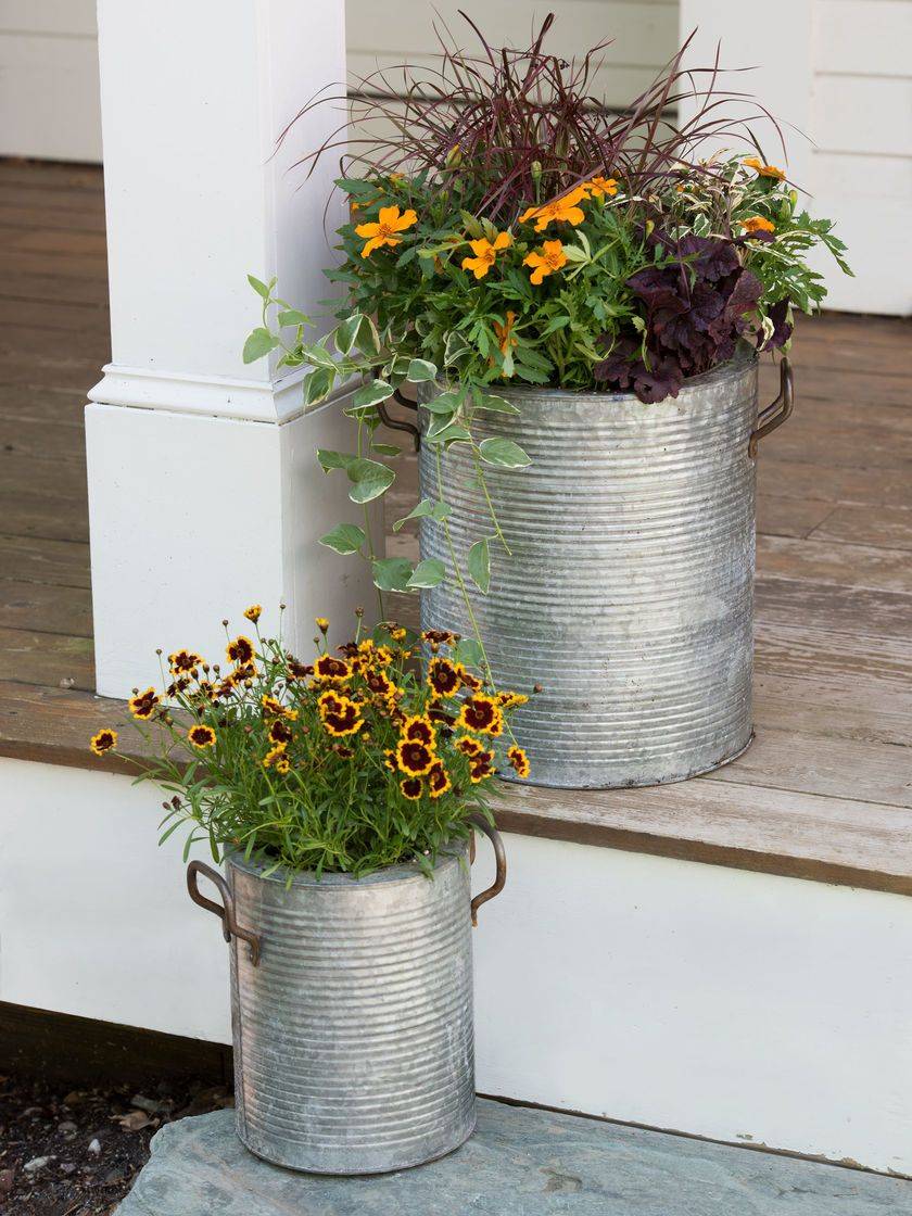 Eclectic Galvanized Metal Planters Galvanized Planters