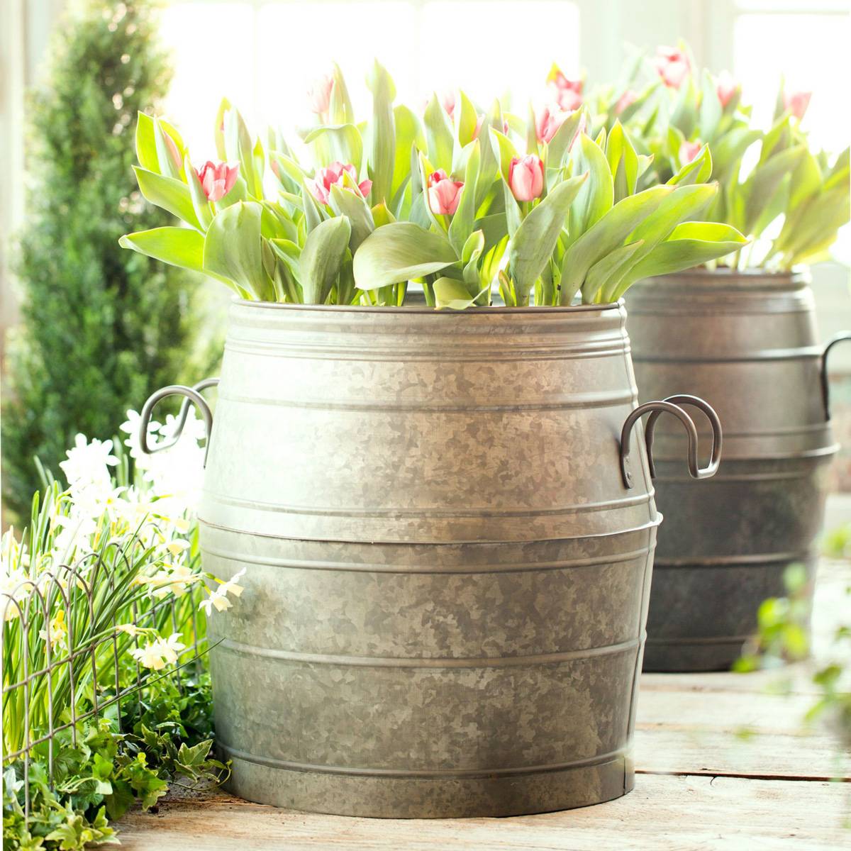 A Faux Vintage Galvanized Planter