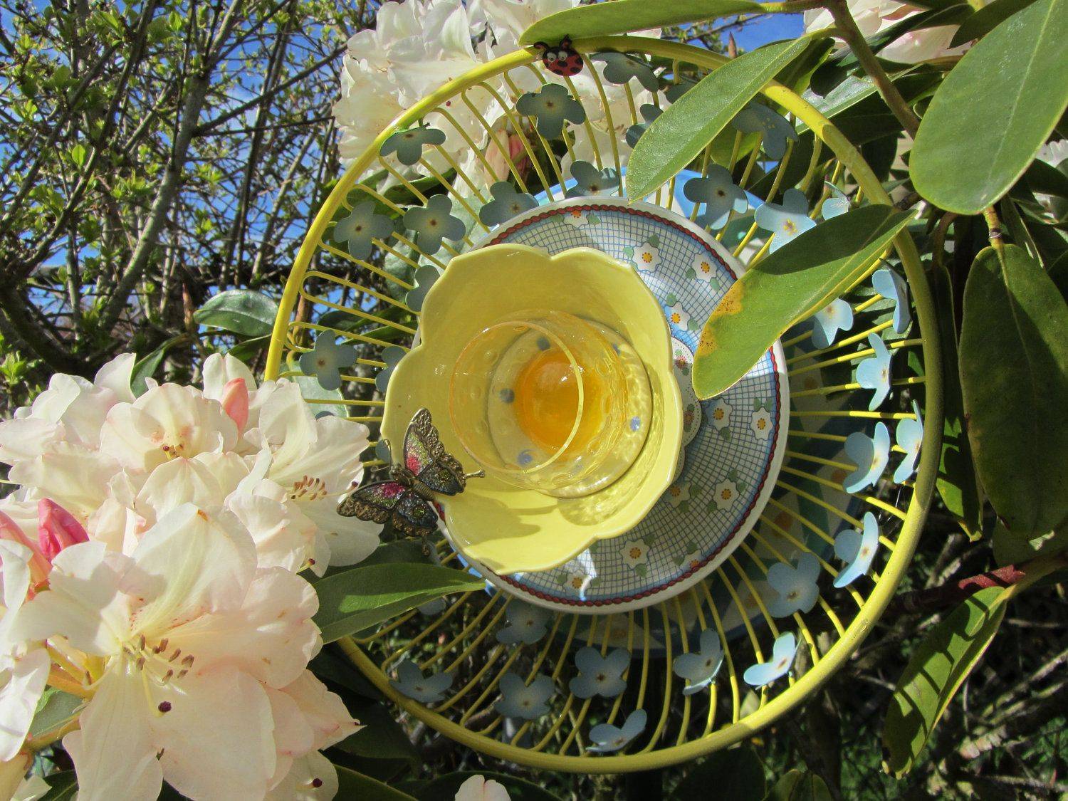 Teller Blume Vintage Glas Garten Dekor Hof Kunst Deco