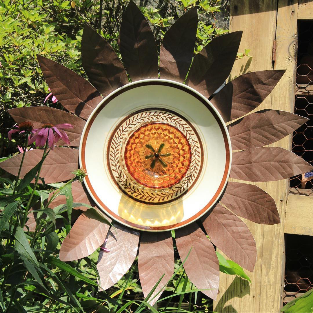 Handmade Glass Plate Flower Garden Art