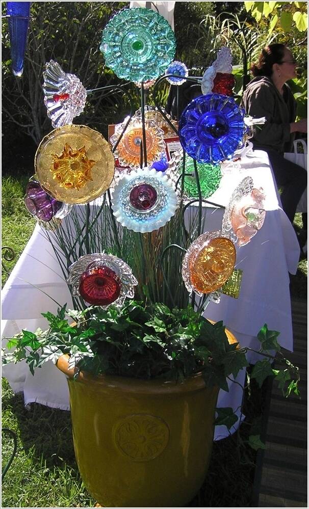 Recycled Plate Flower Garden Art Garden Art Decor Yard Art
