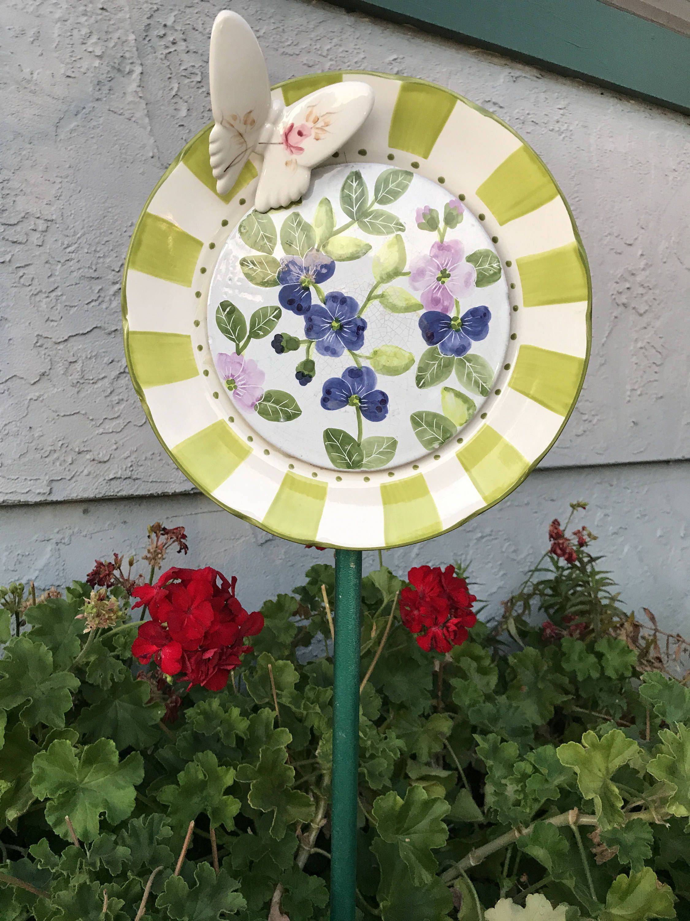 Repurposed Plate Flower Glass Garden Art Glass Flower Yard Etsy