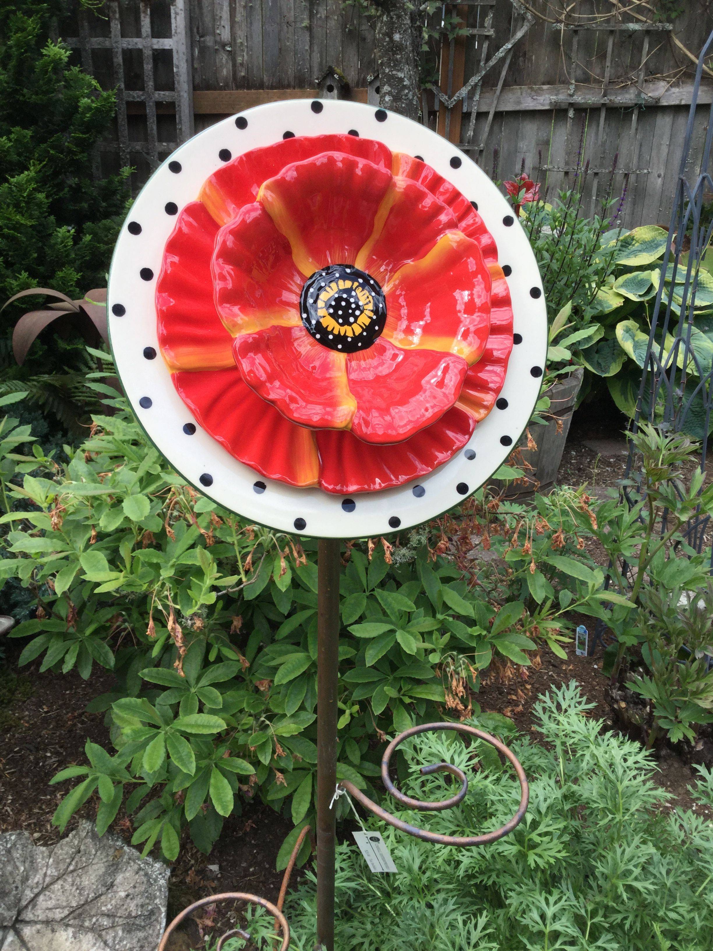 Repurposed Plate Flower Glass Garden Art Glass Flower Yard Etsy
