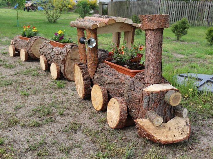 Log Train Flower Planter