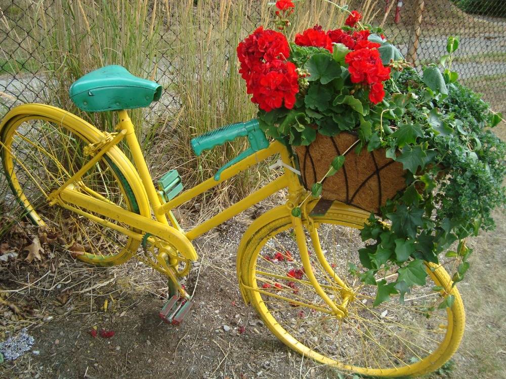 Green Polka Dot Bicycle Planter