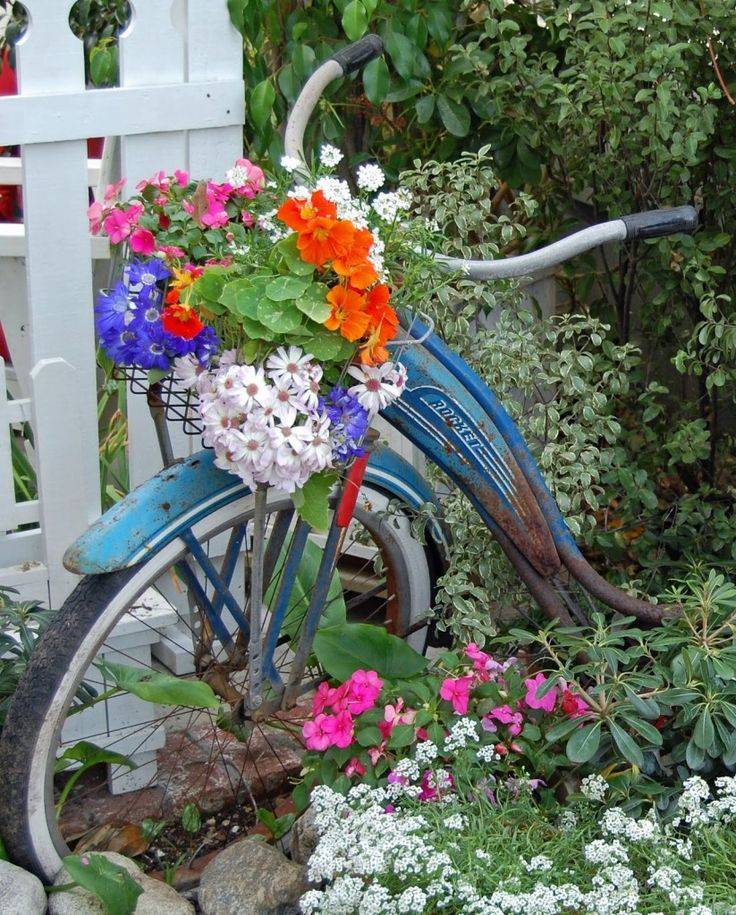 Green Polka Dot Bicycle Planter