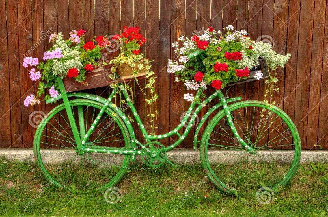 Outdoor Bike Basket Upcycle Garden