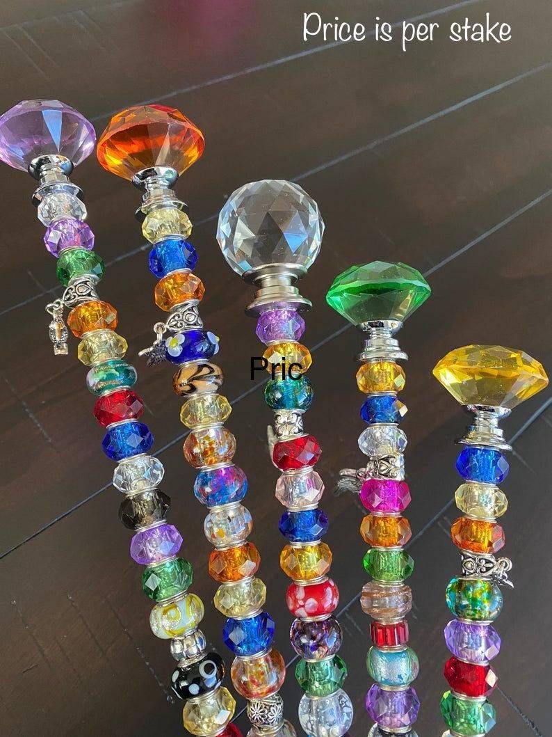 Beaded Garden Stake Plant Stake Garden Decor Christmas Gift