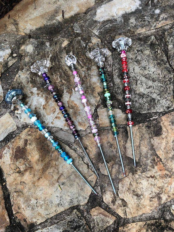 Beaded Garden Stakes Yard Art Garden Decor Plant Stakes