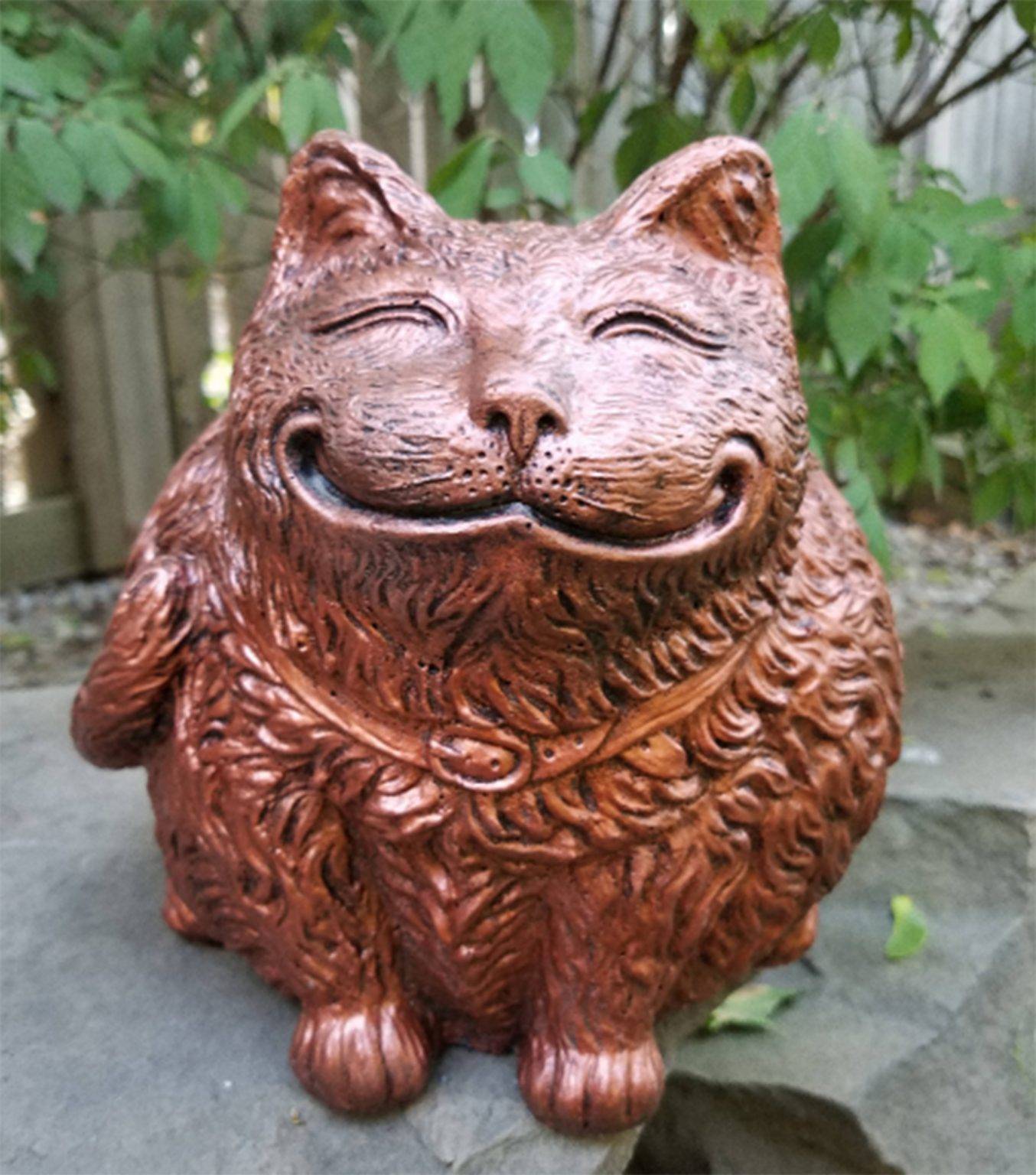 Antique Finish Stone Praying Cat Statue Cat Statue