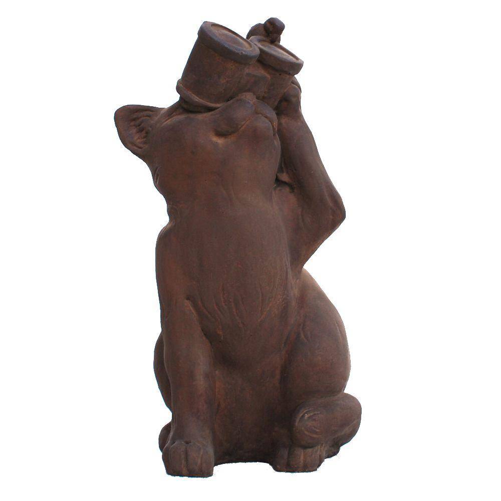Cast Stone Happy Fat Cat Garden Statue Dark Walnutgncfhdw