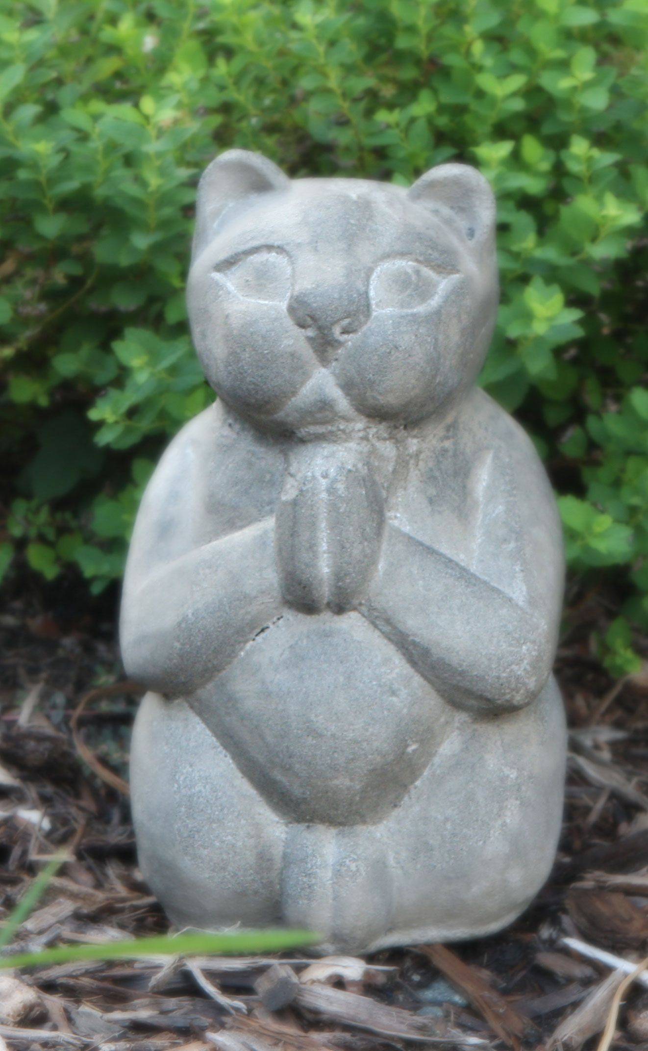 Cast Stone Happy Fat Cat Garden Statue Dark Walnutgncfhdw