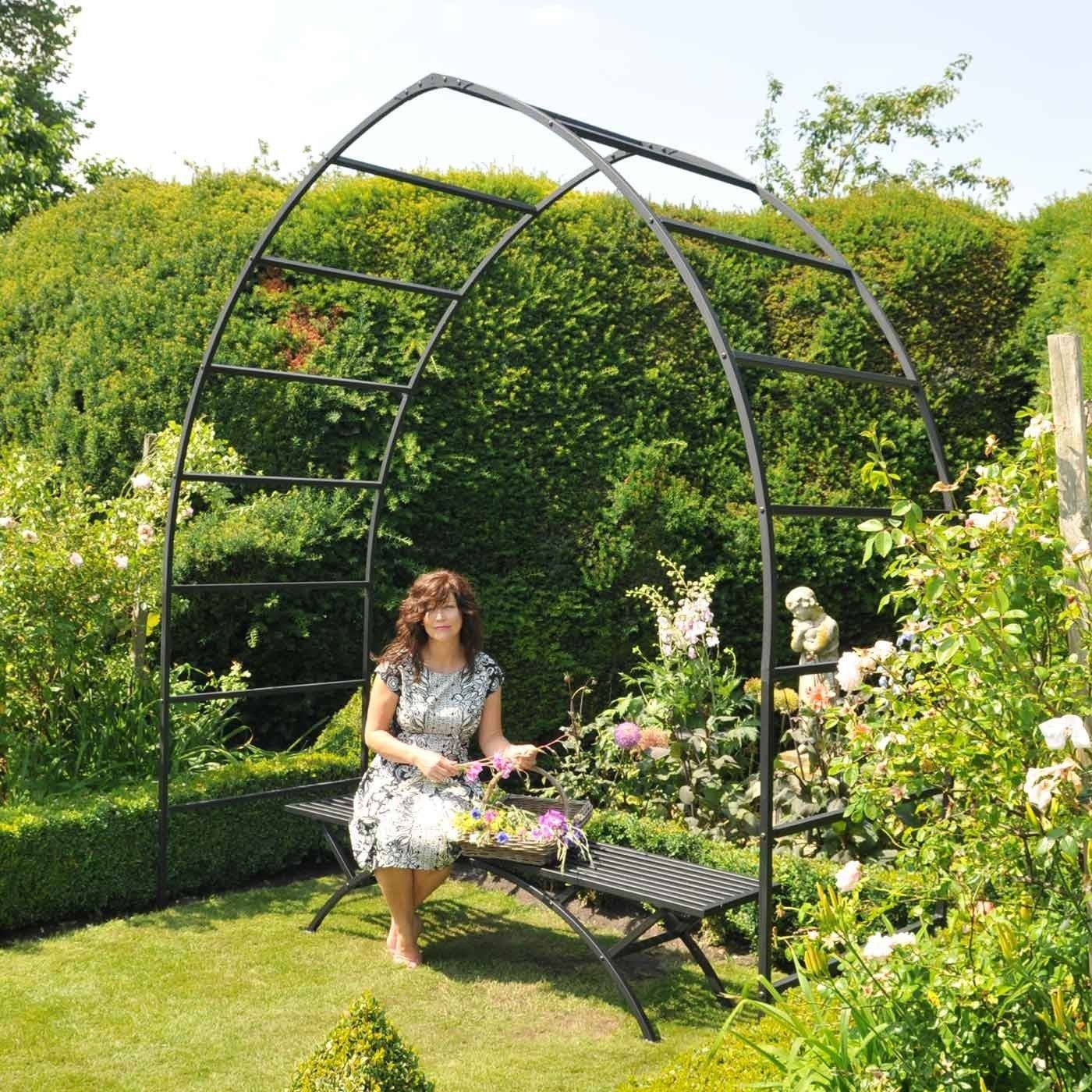 Large Garden Arbor Iron Patio Archway W Optional Gate Wedding Arch