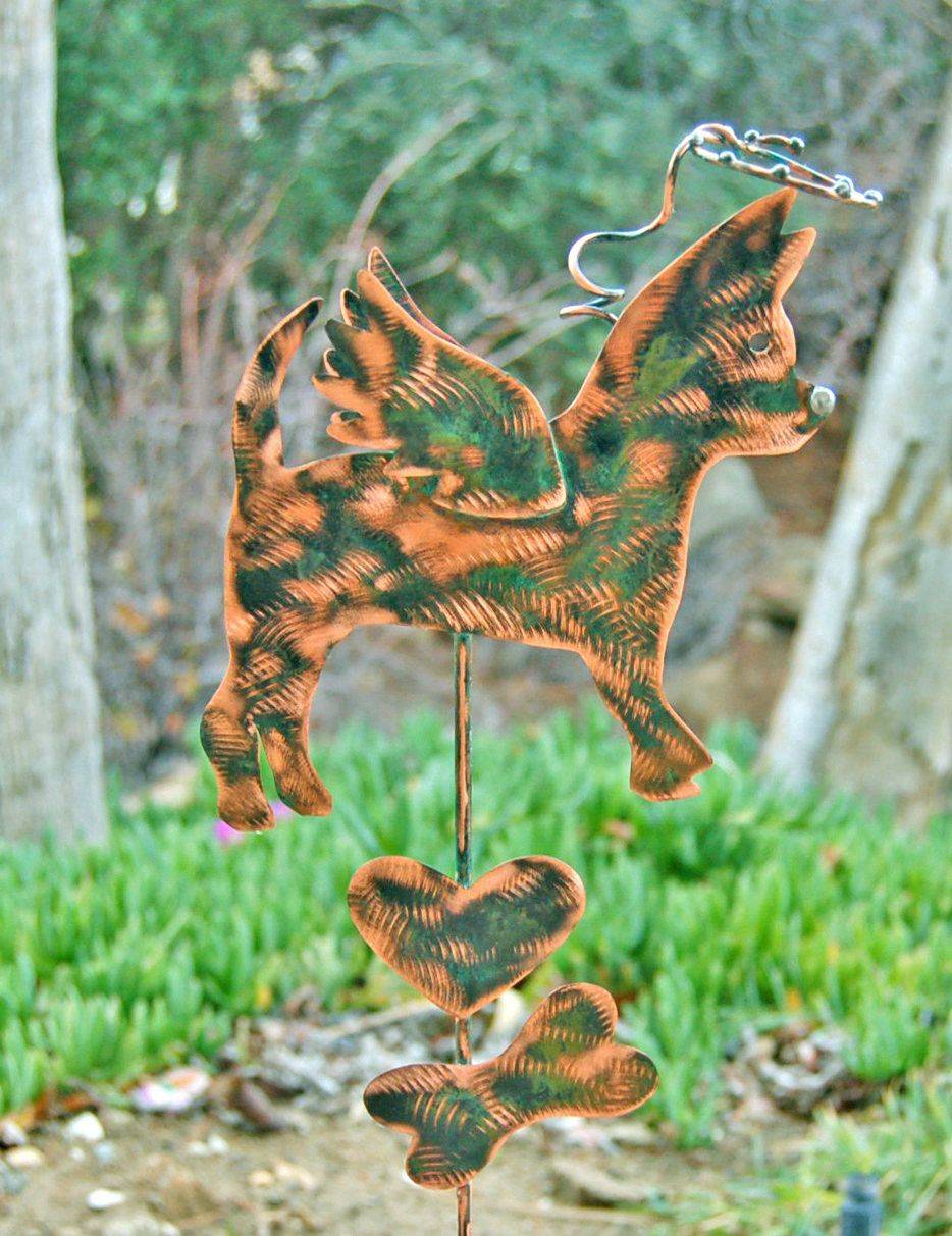 Labrador Retriever Art Angel Metal Yard Art Garden Stake Copper Art Lab