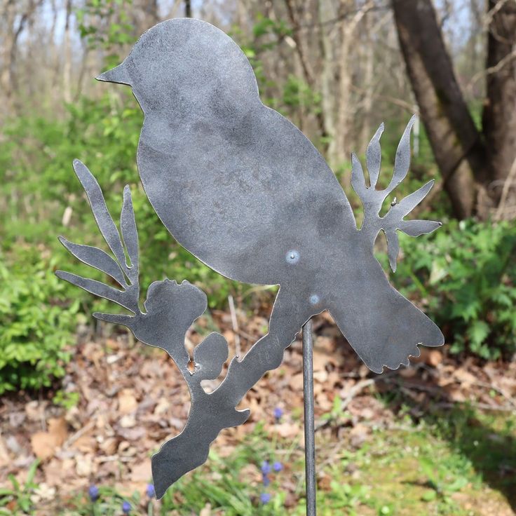 Metal Owl Garden Stake Cartoon Owl Silhouette Rusted Metal Yard Art