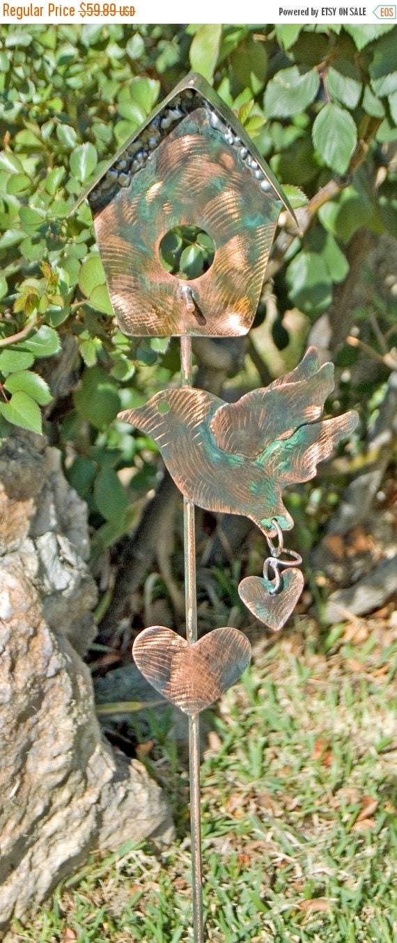 Colorful Metal And Glass Bird Garden Stakes
