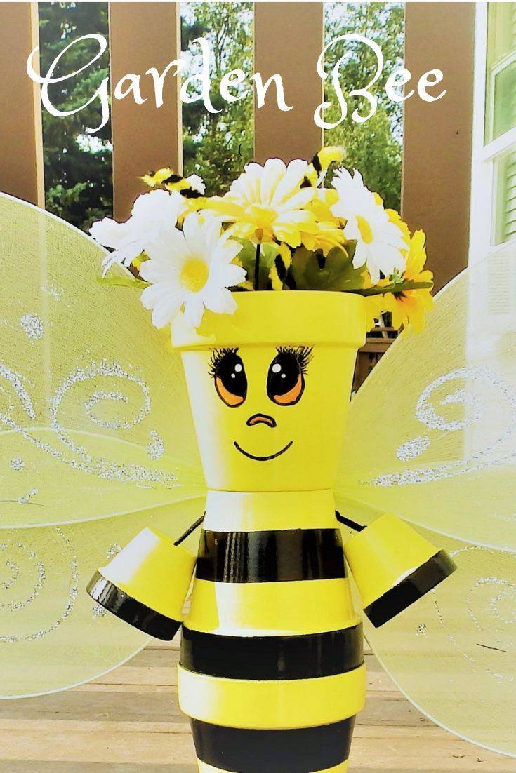 Ceramic Bumble Bee Garden Stakes