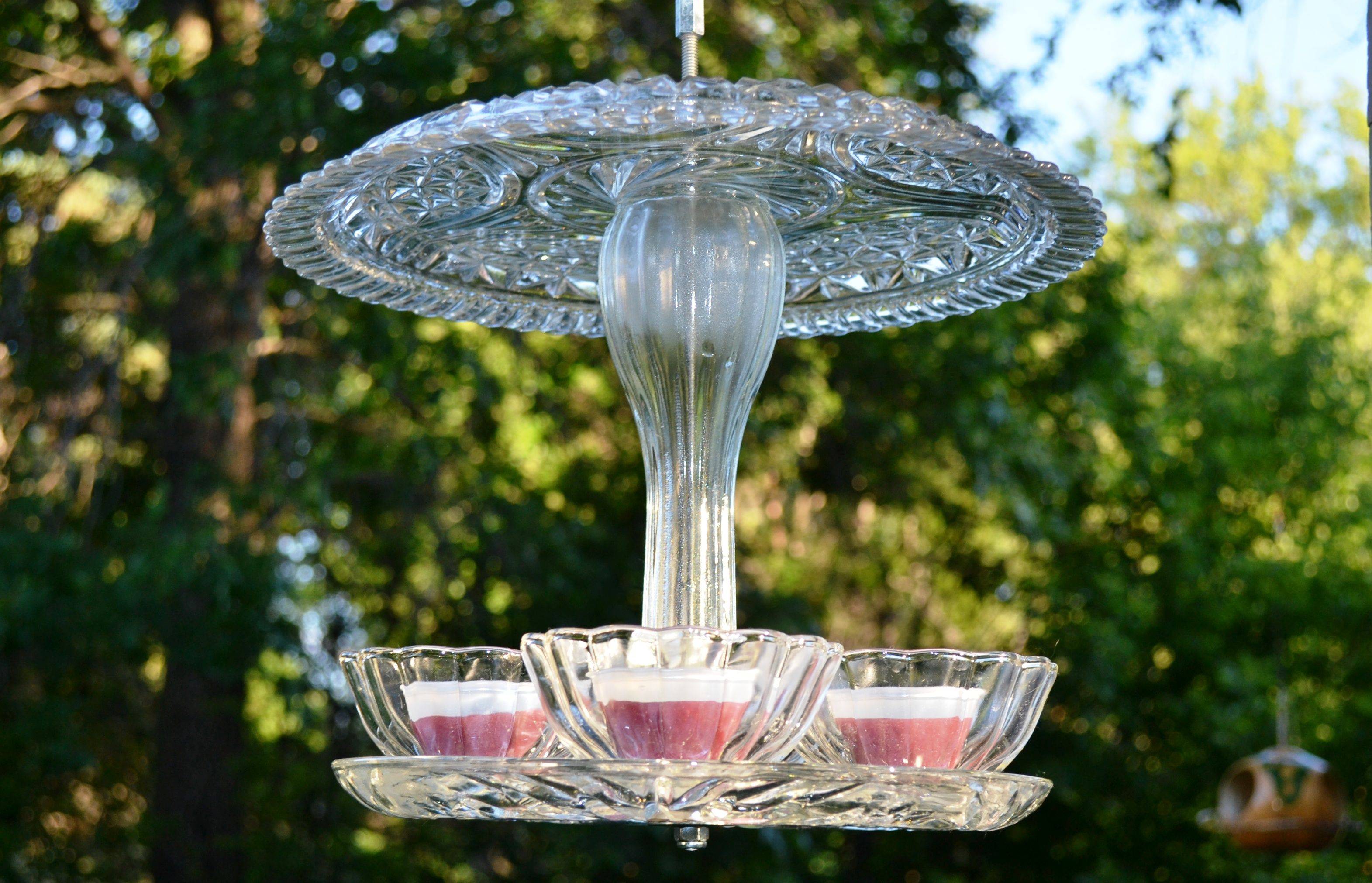 Upcycled Bird Feeder Glass Art