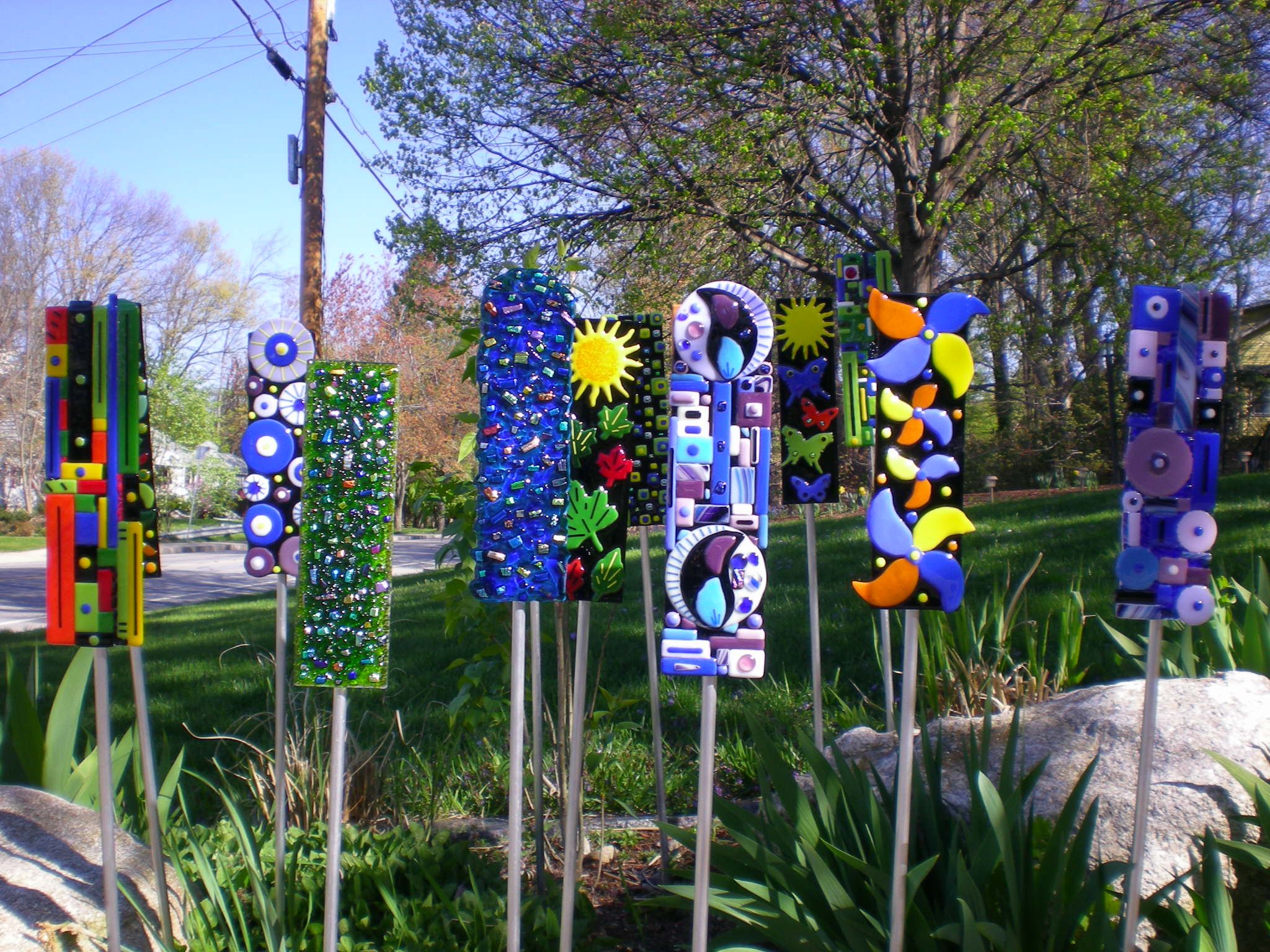 Glass Garden Flower Stakes