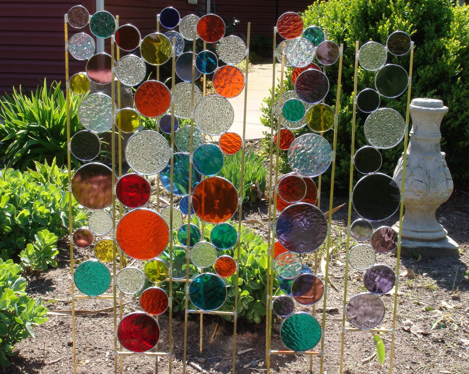 Rainbow Stained Glass Garden Stake Sizes