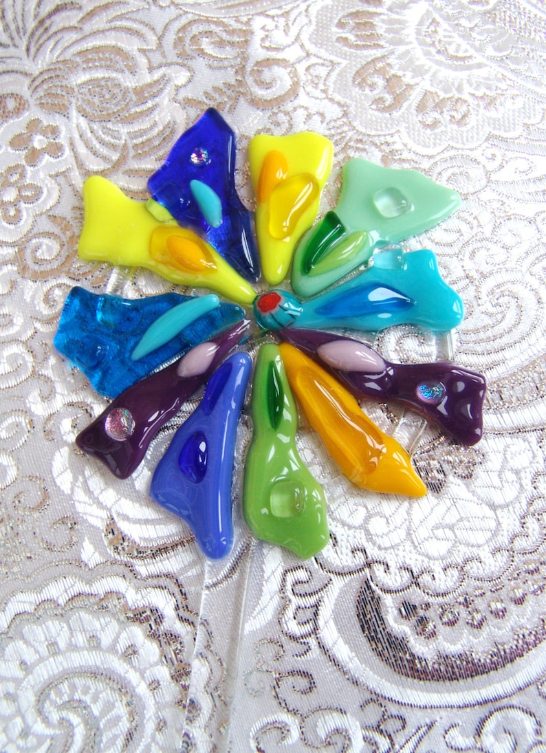 Upcycled Crystal Garden Stake Crystal Garden Glass Flowers Glass Art