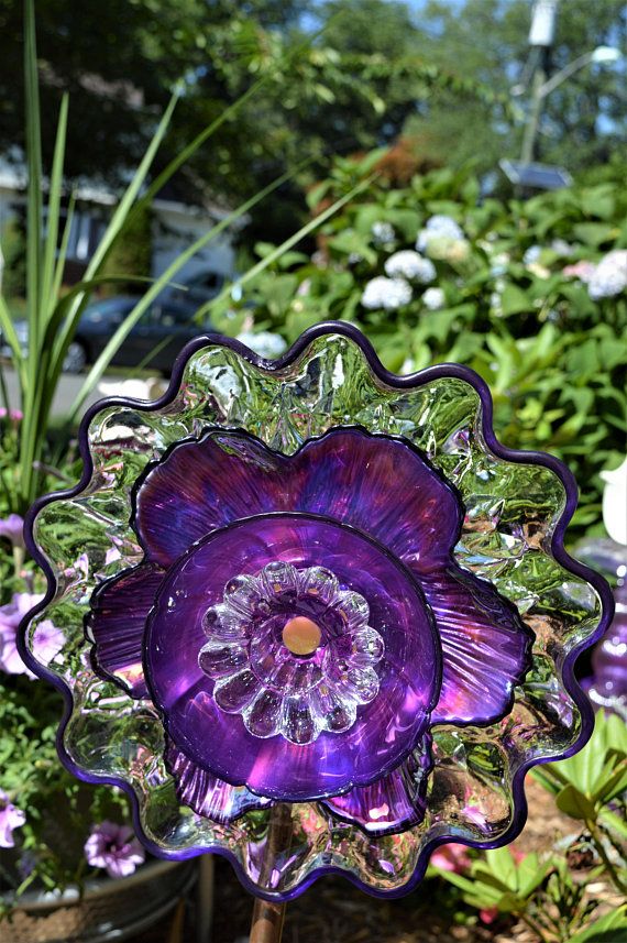 Upcycled Glass Garden Ornaments Glass Garden Flowers
