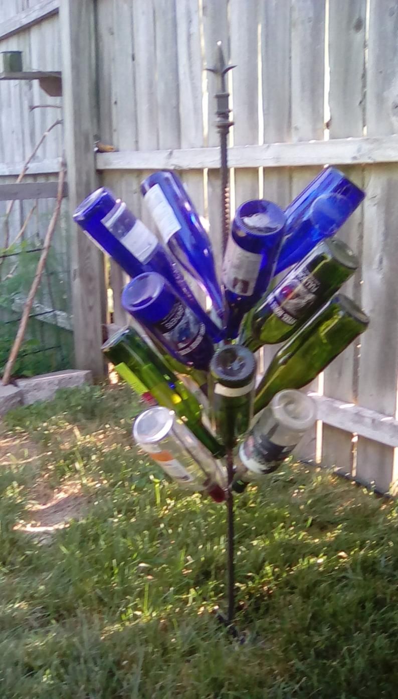 A Blue Wine Bottle Tree