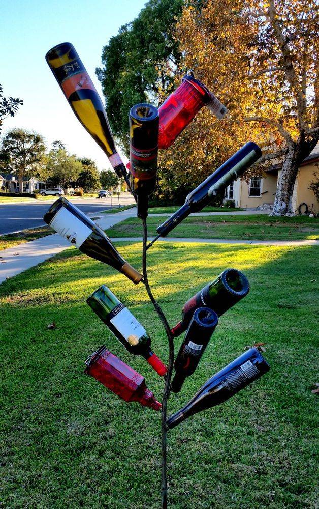 15 Wine Bottle Tree Garden Stake Ideas Worth a Look SharonSable