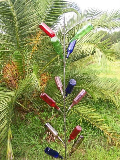 Tall Solarpowered Metal Bottle Tree Garden Stake
