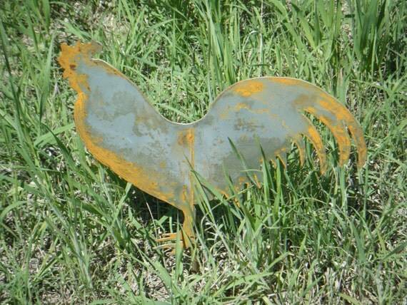 Rooster Metal Garden Stake Rooster Garden