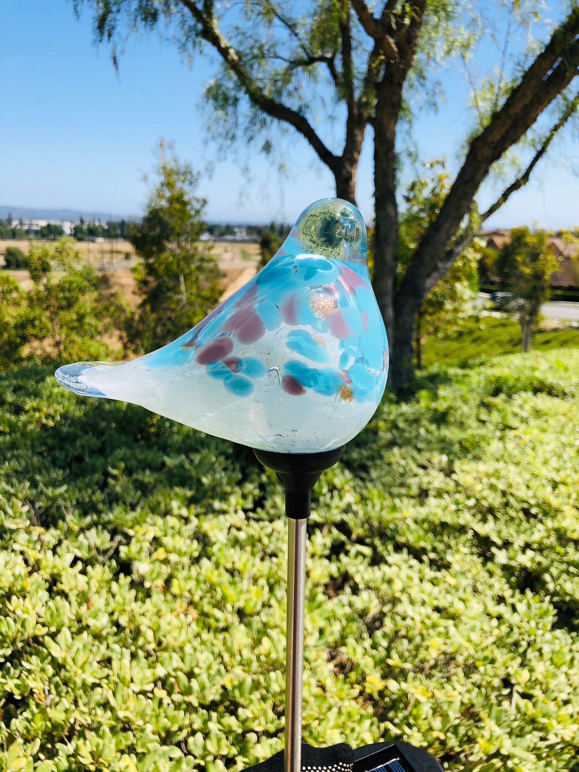 Art Glass Swirl Ball Garden Lightstake