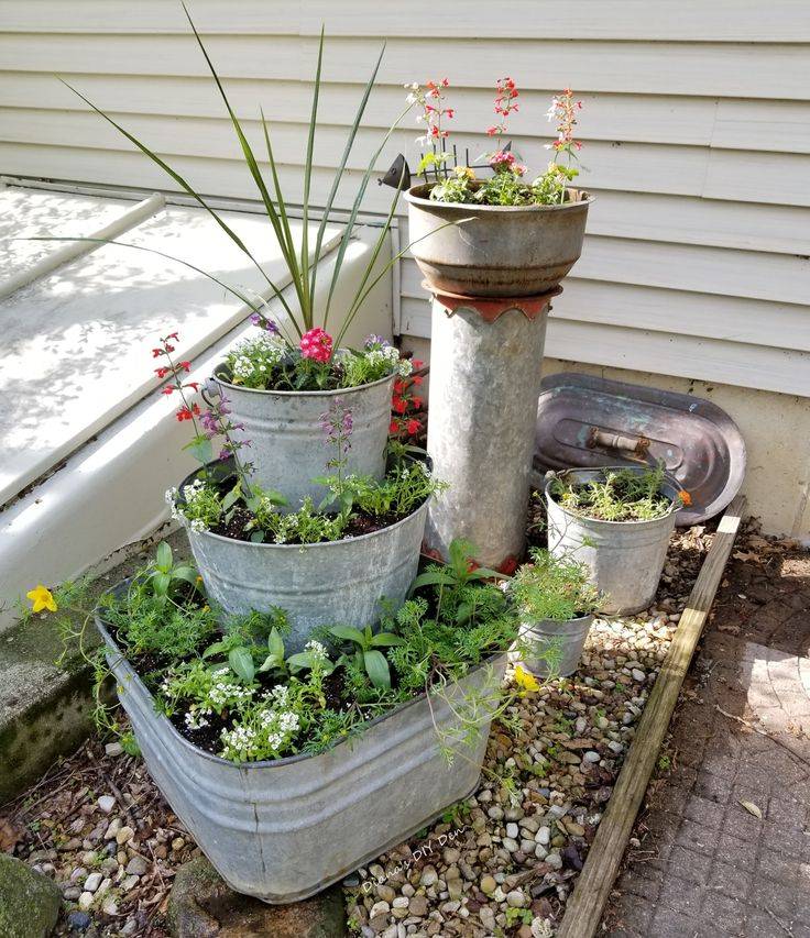 Repurposed Galvanized Containers Gardening Home