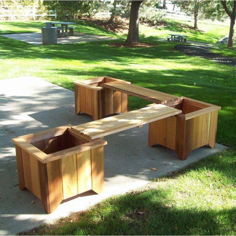 Cedar Planter Bench Set