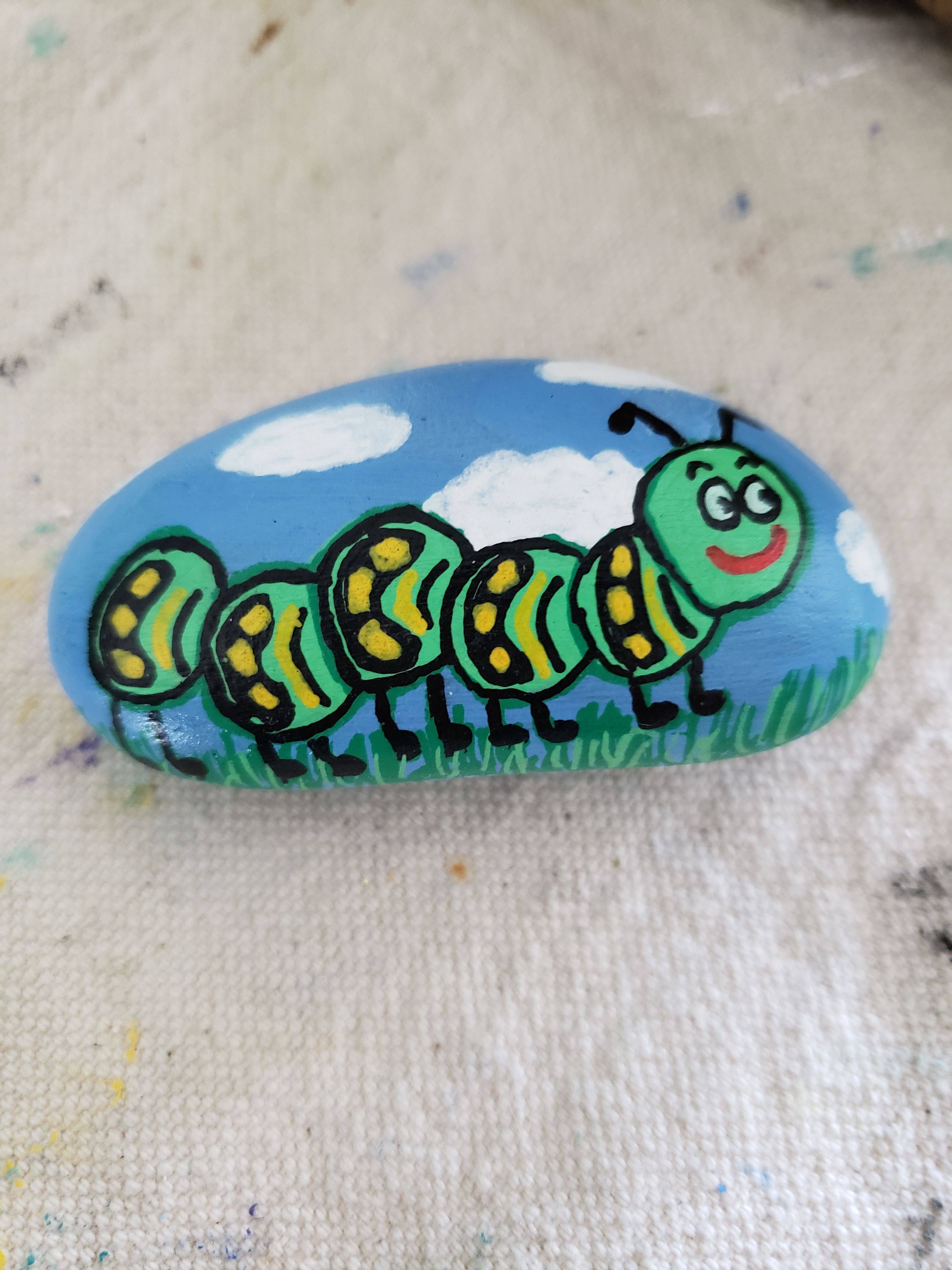 Caterpillar Rock Painted Rocks Kids
