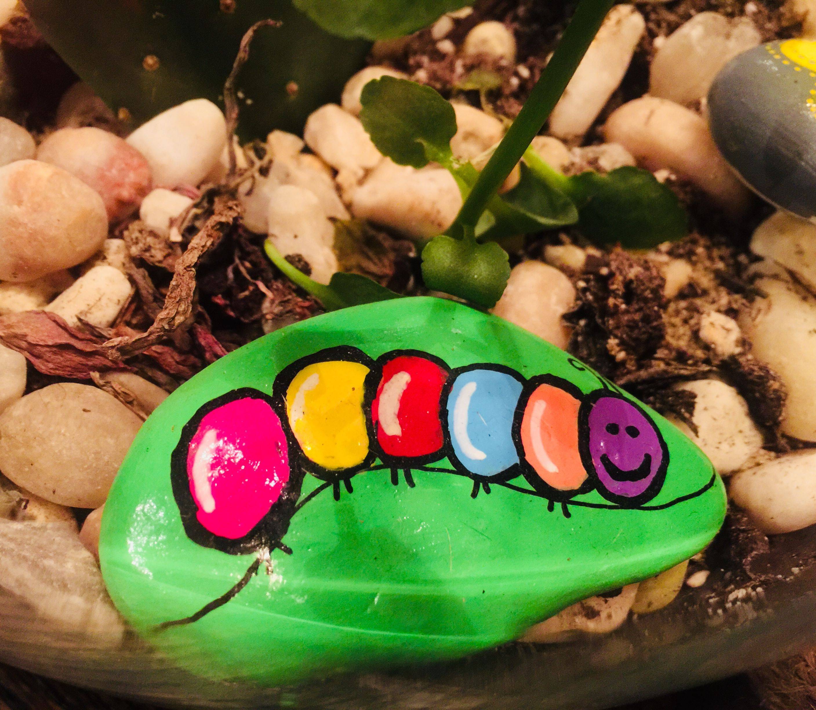 Caterpillar Rock Painted Rocks Kids