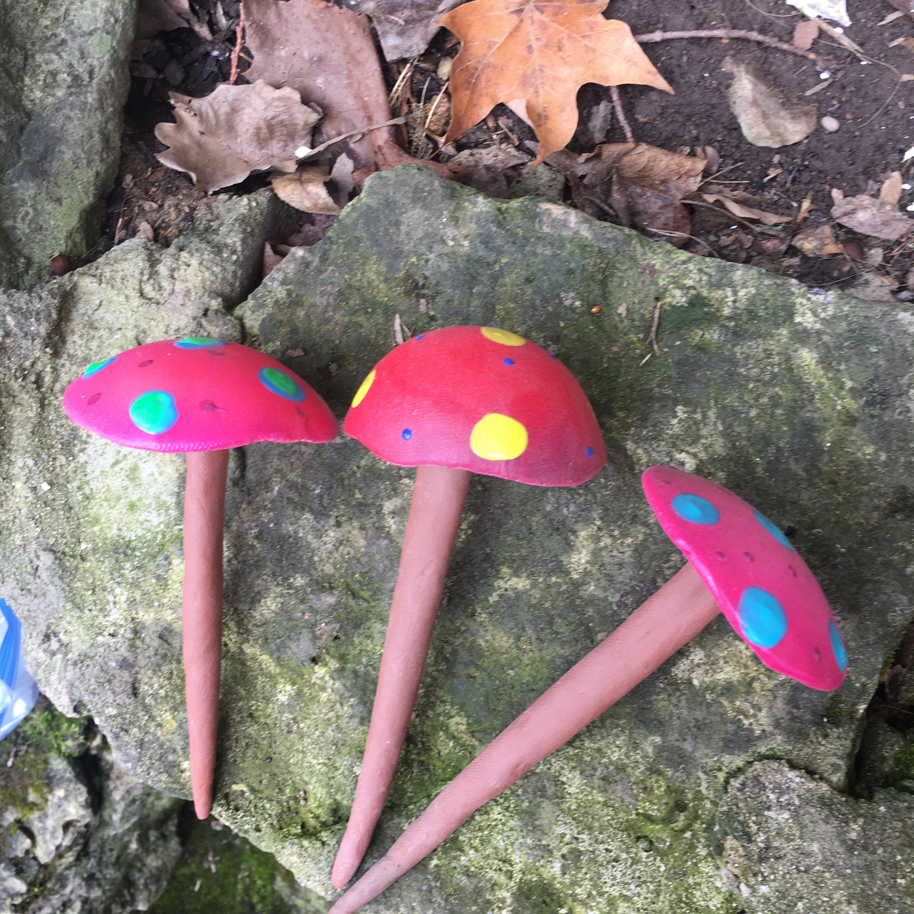 Handcrafted Glass Bobble Mushroom Garden Stake