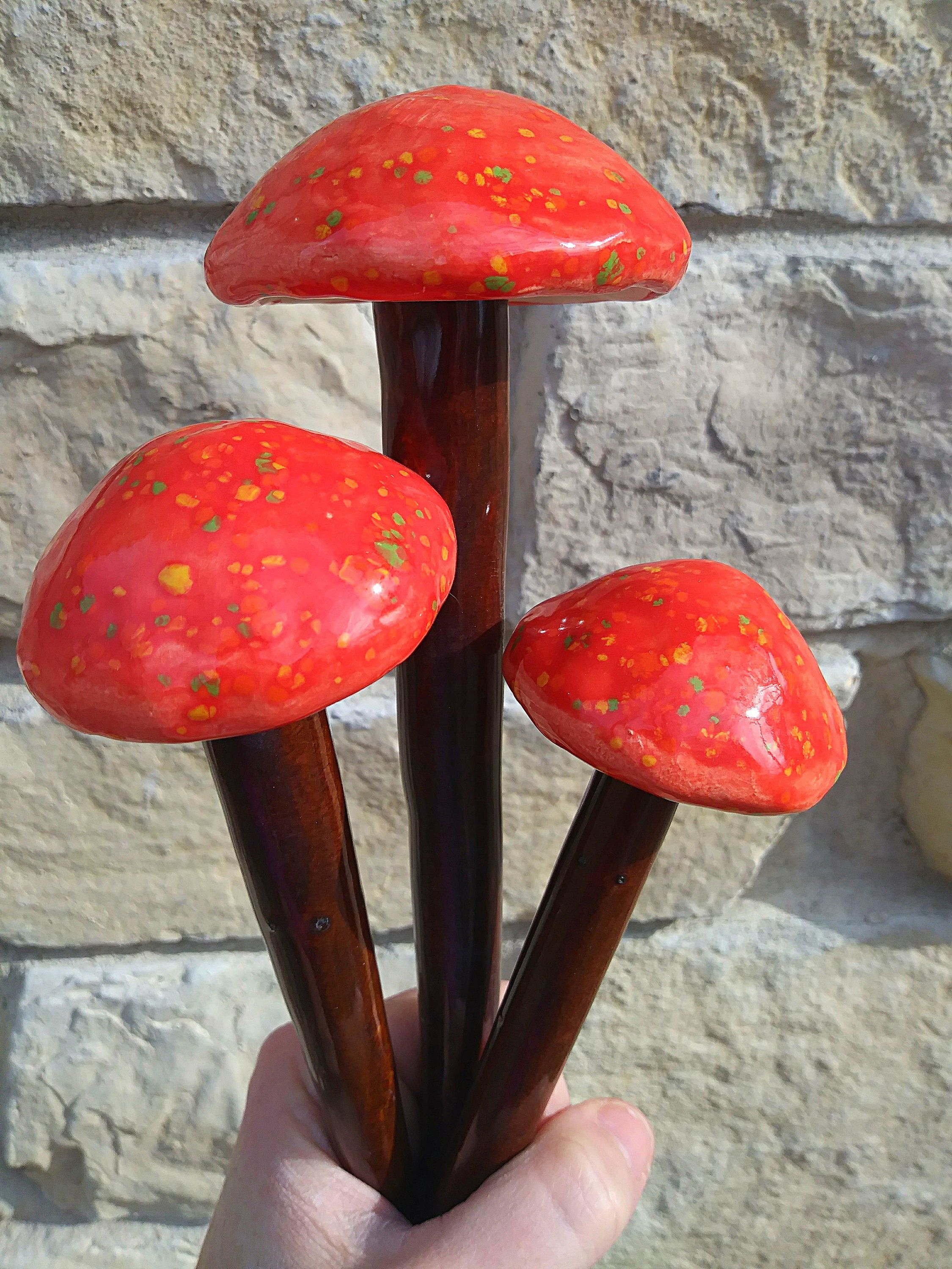 Mushroom Ceramic Fairy Garden Stakes Design Ideas