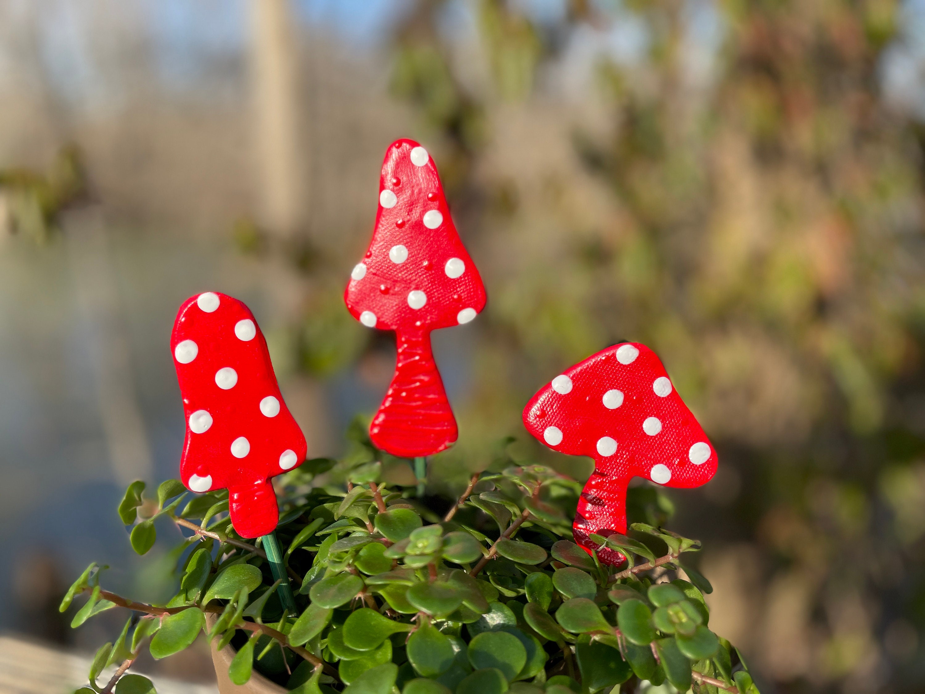 Mushroom Ceramic Fairy Garden Stakes Design Ideas