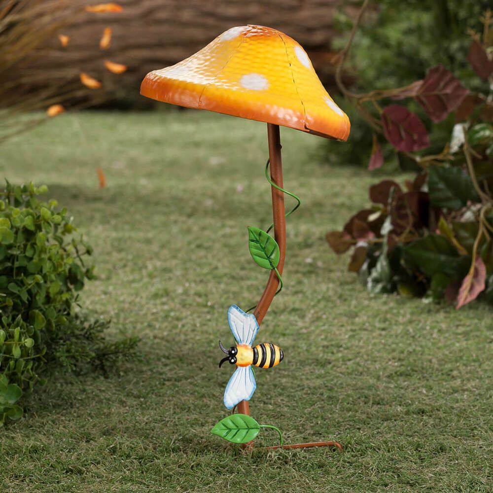 Mushroom Ceramic Fairy Garden Stakes Handmade Outdoor Ornament