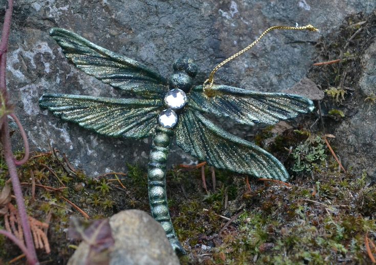 Personalized Dragonfly Christmas Ornament Cloisonne Blue
