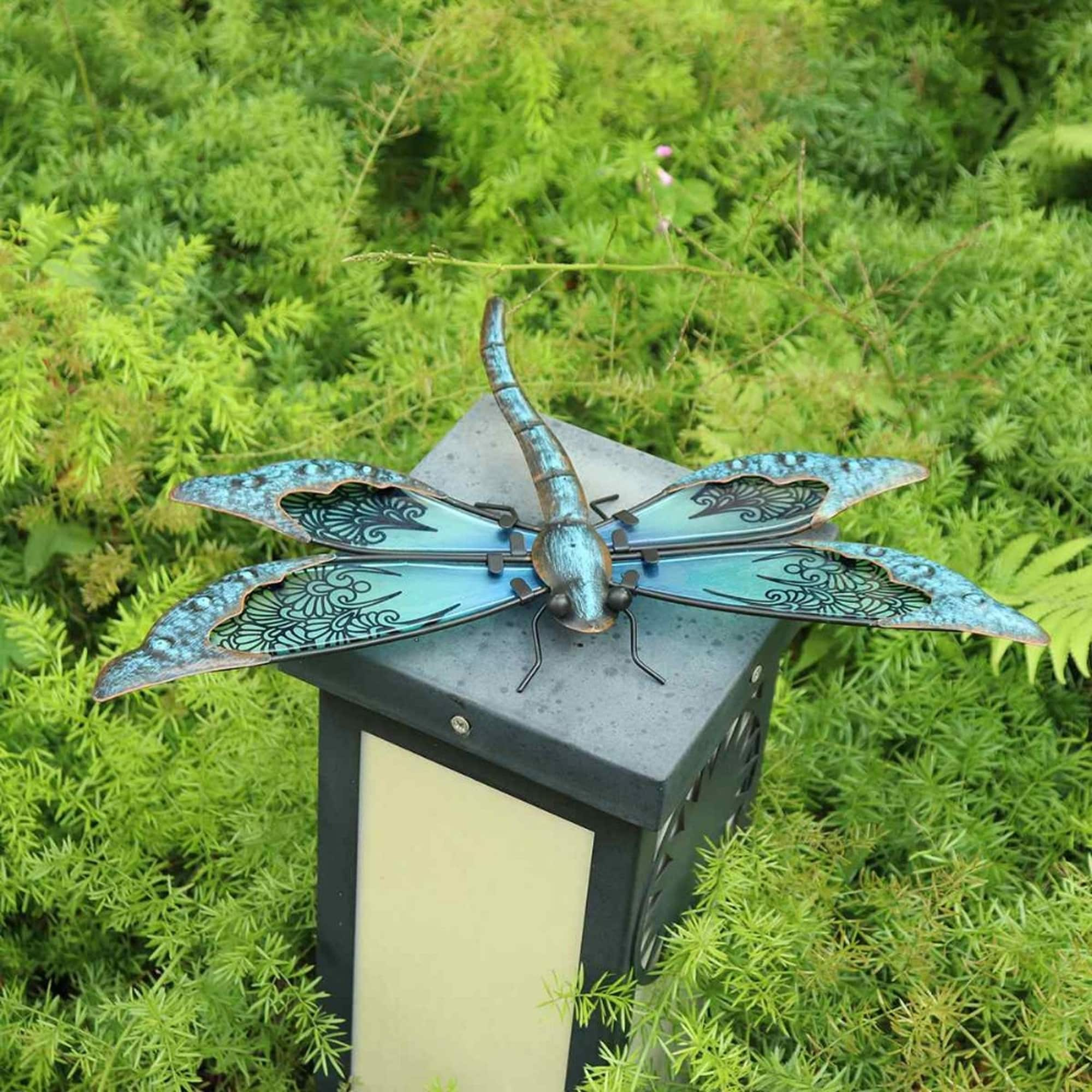 Metal Dragonfly Wall Decor Outdoor Garden Decorations Blue Etsy