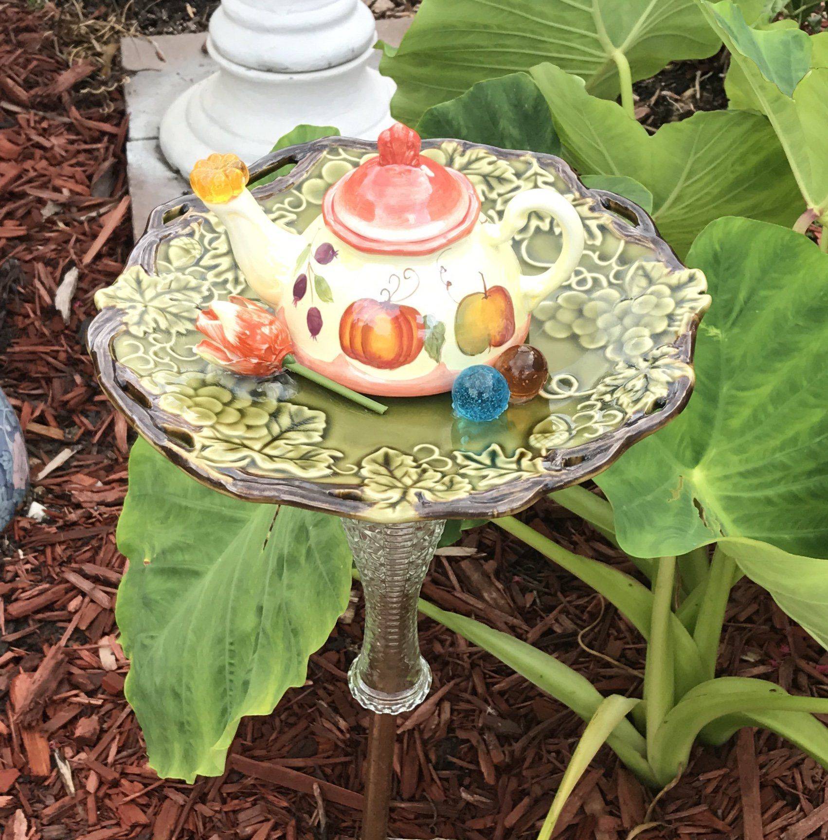 Rhoda Glass Garden Flower Yard Art Vintage Repurposed