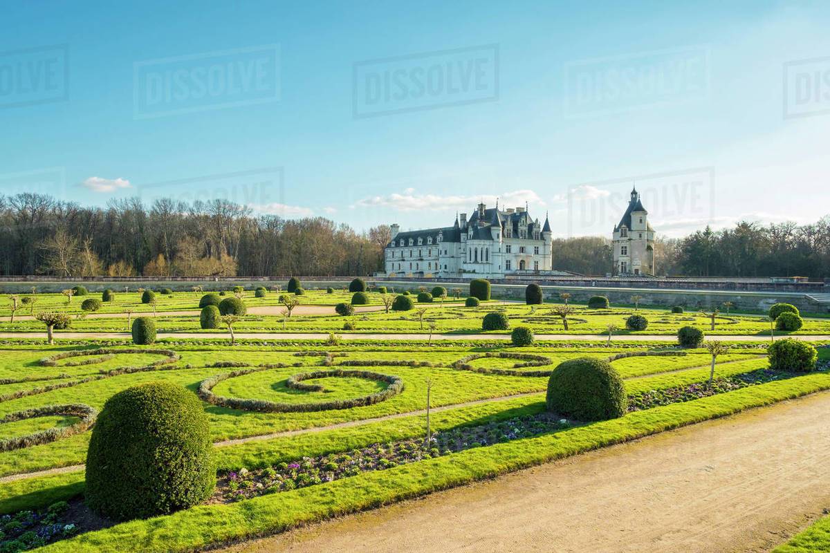 Classic French Garden Chateau Chenonceau Loire Valley France Decoration
