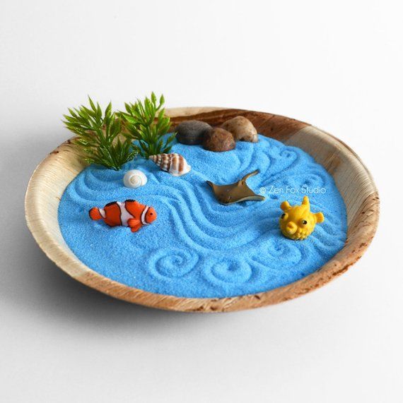 Ocean Sand Garden Blue Desk Accessory Diy Kit