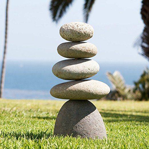 Natural River Stone Triple Rock Cairn